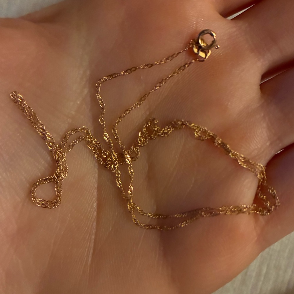 10k yellow gold chain necklace - Singapore style, 18 inch